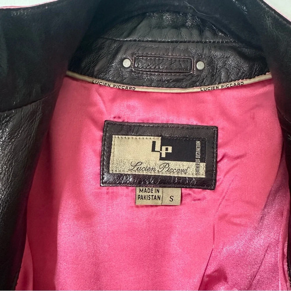 Lucien Piccard Real Genuine Leather Jacket Black Pink Vintage Size Small - Picture 9 of 15